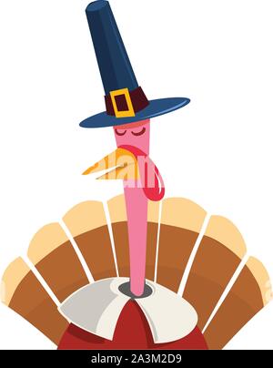 Cute cartoon dinde de Thanksgiving. Un vecteur illustration d'une Turquie. Dinde de Thanksgiving. Illustration d'une Turquie sur fond blanc. La Turquie s'échapper Illustration de Vecteur