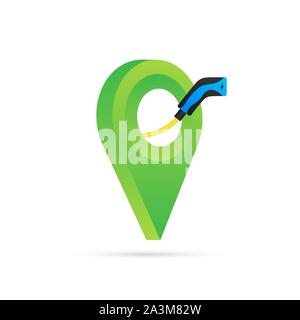 La station de recharge de véhicules électriques. Illustrtaion stock Vector. Illustration de Vecteur