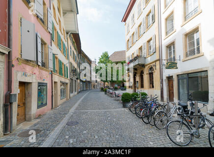 Biel, BE / Suisse - 28 août 2019 : vue de la vieille ville historique de la ville suisse de Bienne Banque D'Images