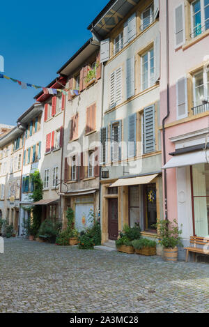 Biel, BE / Suisse - 28 août 2019 : vue de la vieille ville historique de la ville suisse de Bienne Banque D'Images
