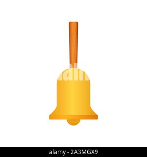 Retro Vintage Gold school bell isolé sur blanc. Vector illustration. Illustration de Vecteur