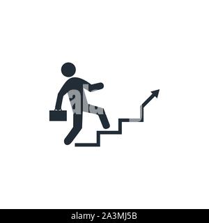 Escaliers, icône de l'échelle de carrière. Illustration vectorielle, modèle plat. Illustration de Vecteur
