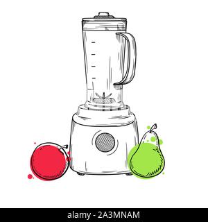 Blender sur un fond blanc. Vector illustration au croquis style. Illustration de Vecteur