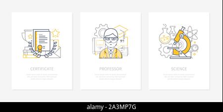 L'éducation en ligne - ligne style design icons set Illustration de Vecteur