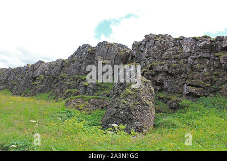 Pierres de lave dans le parc national de thingvellir Banque D'Images