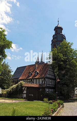 La tour baroque de l'église à butzbach markus Hesse Allemagne Banque D'Images