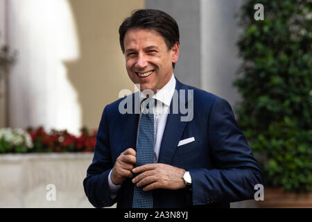 Le premier ministre italien, Giuseppe Conte, rencontre avec le Secrétaire général de l'OTAN, Jens Stoltenberg au Palais Chigi. Banque D'Images