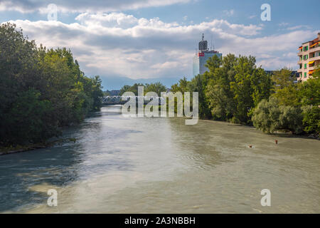 Pont Hans-Wilsdorf sur l'Arve à Genève, Suisse Banque D'Images