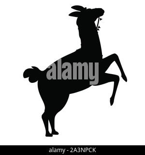 Silhouette noire de llama cartoon animal télévision design vector illustration isolé sur fond blanc Vue de côté. Illustration de Vecteur