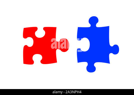 Pièce de puzzle bleu et rouge Banque D'Images