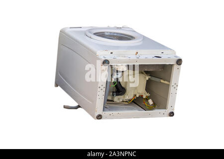 Vieux lave-linge isolated Banque D'Images