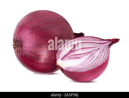 L'oignon violet isolé sur fond blanc. Banque D'Images