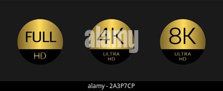 Badges 4K Full HD Illustration de Vecteur