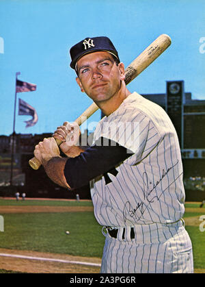L'ère des années 1960, photo souvenir de couleur star New York Yankees dvd Bobby Richardson. Banque D'Images