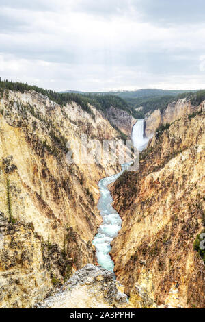 Lower Falls et Grand Canyon de la Yellowstone de Artist Point. Le canyon est de 20 miles de long, plus de 1 000 pieds de profondeur, et jusqu'à 4 000 pieds de largeur. Banque D'Images