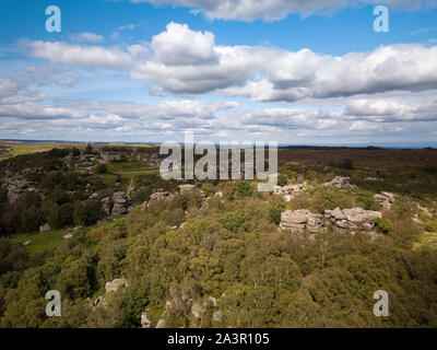 Vue aérienne de Brimham Rocks à Harrogate, North Yorkshire Banque D'Images