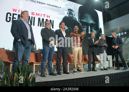 Guy Williams, Bill Westenhofer, Clive Owen, Will Smith, Jerry Bruckheimer, Ang Lee 10/04/2019 'Gemini Man' conférence de presse tenue à l'espace YouTube à Los Angeles, CA. Photo par I. Hasegawa / HNW/ PictureLux Banque D'Images