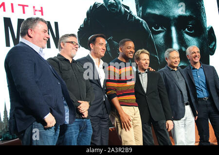 Guy Williams, Bill Westenhofer, Clive Owen, Will Smith, Jerry Bruckheimer, Ang Lee 10/04/2019 'Gemini Man' conférence de presse tenue à l'espace YouTube à Los Angeles, CA. Photo par I. Hasegawa / HNW/ PictureLux Banque D'Images
