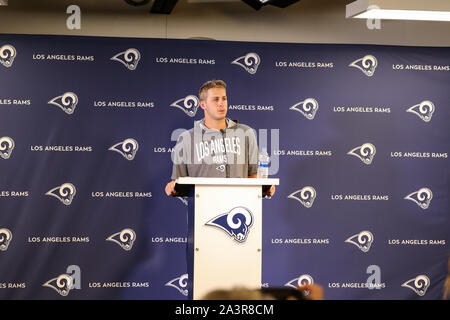 Des milliers Oaks, Californie, USA. 9 octobre, 2019. Jared Goff pendant le post pratique Los Angeles Rams media session de pratique à Thousand Oaks, Ca, le 9 octobre 2019. Jevone Moore : csm Crédit/Alamy Live News Banque D'Images