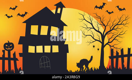 Spooky Halloween horreur, fond fond orange. Thème de célébration, Halloween concept. Banque D'Images