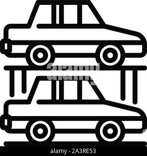 Parking souterrain, l'icône de voiture style contour Illustration de Vecteur