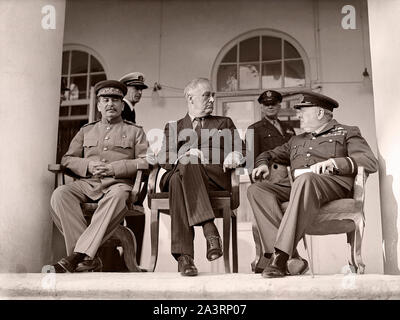 La Conférence de Téhéran (nom de Eureka) a été une réunion de stratégie de Joseph Staline, Franklin D. Roosevelt et Winston Churchill, du 28 novembre au 1 D Banque D'Images