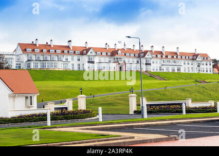 Complexe de l'hôtel et route d'accès à l'hôtel Turnberry golf Trump et complexe, Turnberry, Ayrshire, Scotland, UK Banque D'Images