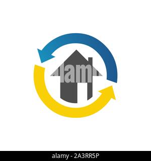 Home logo design restauration après sinistre entretien réparation rénovation maison propriété icône Illustration de Vecteur