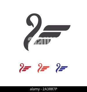 La diffusion de nouvelles ailes logo cygne élégant design logotype vectoriel illustration signe Illustration de Vecteur
