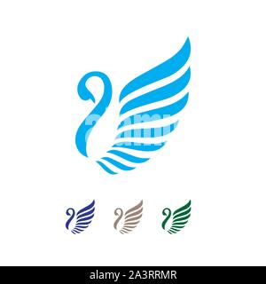 La diffusion de nouvelles ailes logo cygne élégant design logotype vectoriel illustration signe Illustration de Vecteur