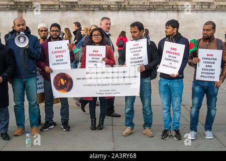 Londres, Royaume-Uni. 9 octobre 2019. La demande des étudiants du Bangladesh à la fin de la violence sur le campus des universités au Bangladesh. Ils veulent une interdiction de la Bangladesh Chhatra Ligue, l'aile étudiante de la Ligue Awami, le parti de Premier Ministre du Bangladesh Sheikh Hasina, suite au passage à tabac à la mort d'un élève Abrar Fahad par BCL dirigeants au Bangladesh University of Engineering and Technology le 7 Oct 2019. Crédit : Peter Marshall/Alamy Live News Banque D'Images