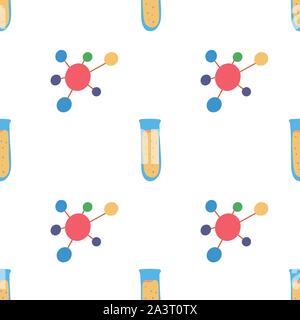 Molécule modèle homogène et fiole, grande conception pour tout usage. Laboratoire chimique. L'éducation scolaire de base de vecteur. Illustration de Vecteur