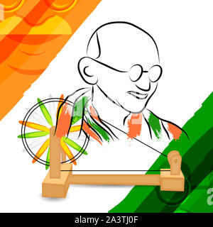 Illustration d'un arrière-plan ou de l'affiche de Happy Gandhi Jayanti ou 2 Octobre. Banque D'Images