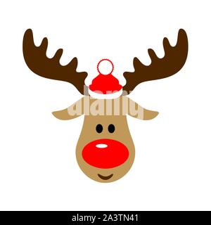 Noël ou Nouvel An deer à Santa Claus hat Illustration de Vecteur