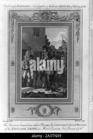 Le général américain Lee fait prisonnier par le lieutenant-colonel Harcourt de l'armée anglaise, dans la région de Morris Pays, New Jersey, 1776 / Hamilton delin. Sculptures sur Hawkins. Banque D'Images