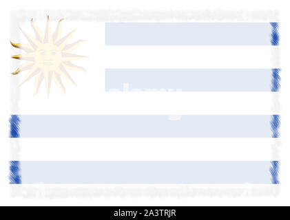 A la frontière avec l'Uruguay drapeau national. Coup de pinceau. Les éléments de modèle pour votre certificat et diplôme. Orientation horizontale. Banque D'Images