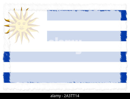 A la frontière avec l'Uruguay drapeau national. Coup de pinceau. Les éléments de modèle pour votre certificat et diplôme. Orientation horizontale. Banque D'Images