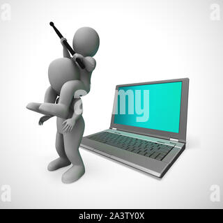 Une connexion Wi-Fi gratuite concept icône signifie que l'accès à la connexion internet sans fil. Connecté au web à l'aide d'ondes - 3d illustration Banque D'Images