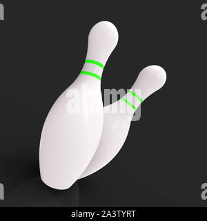 Quilles ou au bowling et Alley, un grand sport. Un match ou tournoi à 10 broches - 3d illustration Banque D'Images