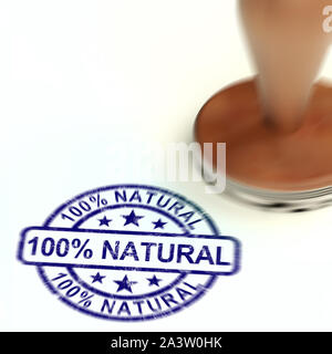 100 % naturel stamp signifie complètement certifié biologique. Cent pour cent pur et écologique - 3d illustration Banque D'Images