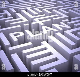 Concept Plan icône signifie que la préparation et l'organisation d'un projet. Plan d'arrangements ou les objectifs stratégiques - 3d illustration Banque D'Images