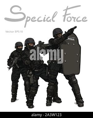 Les forces de police. L'opération de lutte contre la terreur Dessin vectoriel Illustration de Vecteur