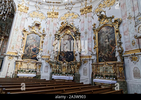 Ettal, Allemagne. 8 Août, 2019. L'Abbaye Bénédictine d'Ettal fondée en 1330 par l'Empereur Louis le bavarois près de la ville d'Oberammergau Banque D'Images