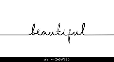 Belle - en continu une ligne noire avec Word. Le dessin minimaliste de phrase illustration Illustration de Vecteur