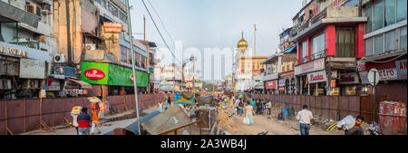 Une vue sur la reconstruction à Chandni Chowk, Old Delhi sur une fin d'après-midi. Banque D'Images