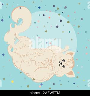 Cute cartoon chat blanc, abstract design illustration kitty kawaii. Illustration de Vecteur