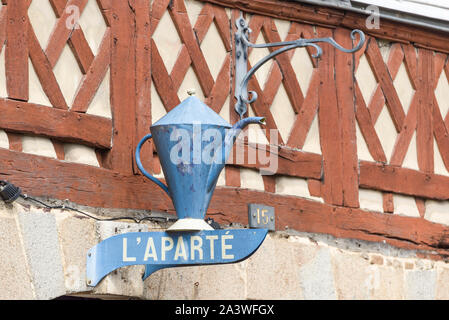 Détail des maisons à colombages sur Champ-Jacquet, dans la vieille ville de Rennes - Bretagne, France Banque D'Images