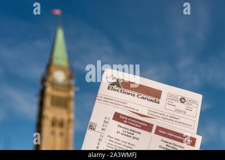 Information de l'électeur devant le Parlement canadien à Ottawa, Canada. Banque D'Images