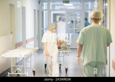 Biélorussie, Minsk, le 31 mai 2017. Hôpital Central. Dans l'hôpital Corridor Banque D'Images