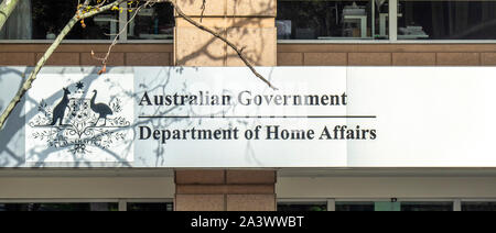 Sign for Australian Ministère Fédéral de l'intérieur de Victoria de Melbourne en Australie. Banque D'Images